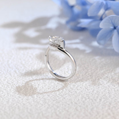 CausYou Marquise cut moissanite engagement ring Solid Gold Bypass Wave Marquise Cut Moissanite Engagement Ring