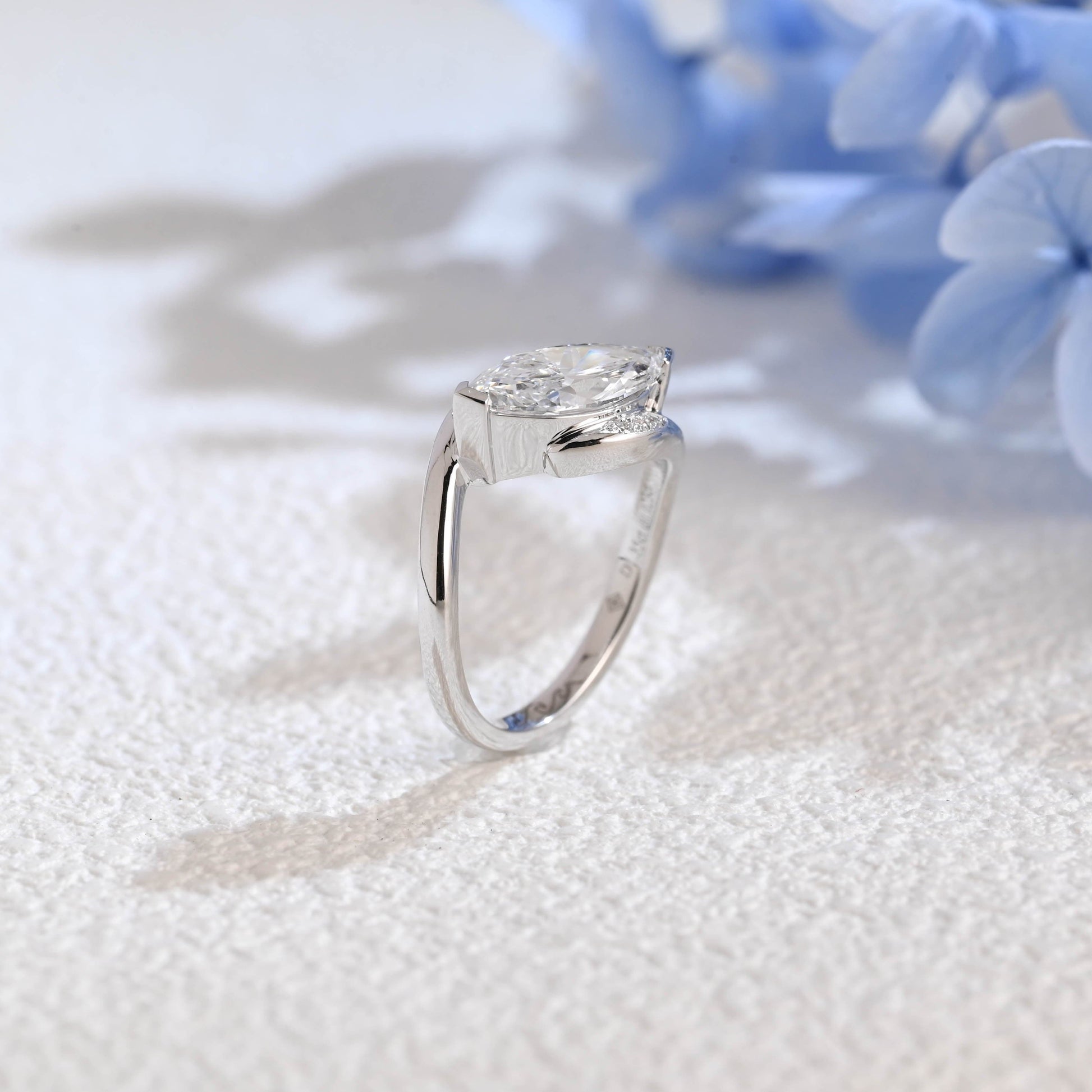 CausYou Marquise cut moissanite engagement ring Solid Gold Bypass Wave Marquise Cut Moissanite Engagement Ring