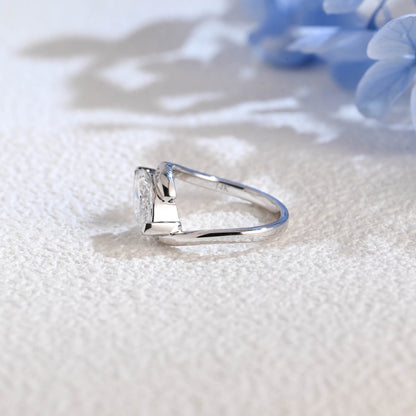 CausYou Marquise cut moissanite engagement ring Solid Gold Bypass Wave Marquise Cut Moissanite Engagement Ring