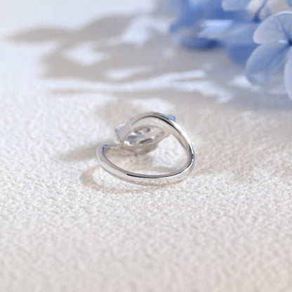 CausYou Marquise cut moissanite engagement ring Solid Gold Bypass Wave Marquise Cut Moissanite Engagement Ring