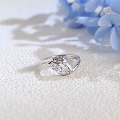 CausYou Marquise cut moissanite engagement ring Solid Gold Bypass Wave Marquise Cut Moissanite Engagement Ring