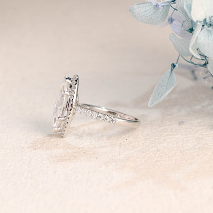 CausYou Marquise cut moissanite engagement ring Solid Gold Halo Marquise Cut Moissanite Engagement Ring
