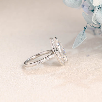 CausYou Marquise cut moissanite engagement ring Solid Gold Halo Marquise Cut Moissanite Engagement Ring