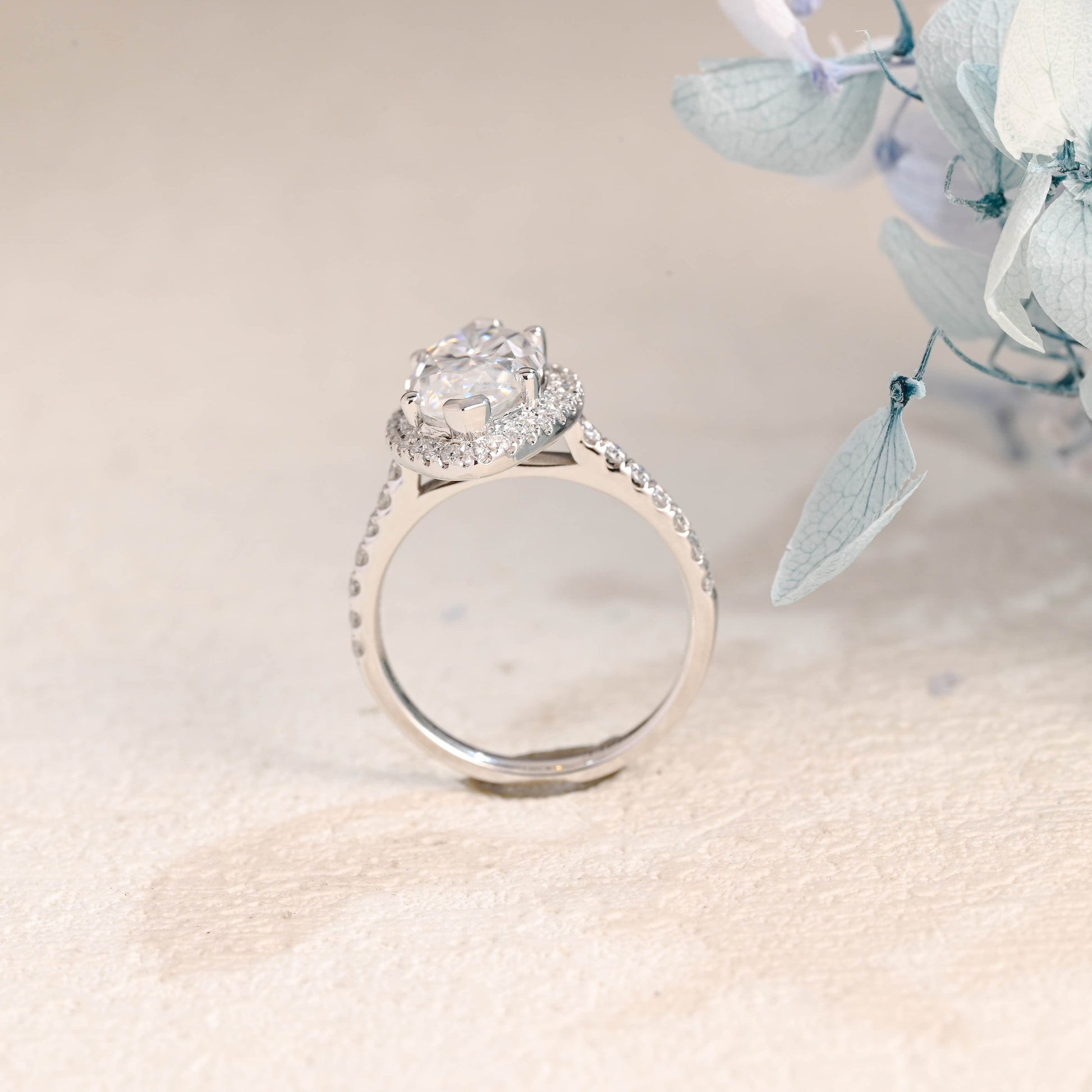 CausYou Marquise cut moissanite engagement ring Solid Gold Halo Marquise Cut Moissanite Engagement Ring