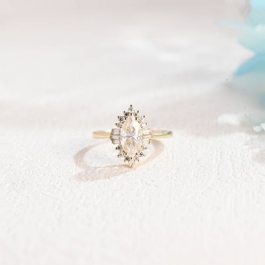 CausYou Marquise cut moissanite engagement ring Solid Gold Marquise Cut Moissanite Engagement Ring, Promise Ring, Proposal Ring for Women Wife