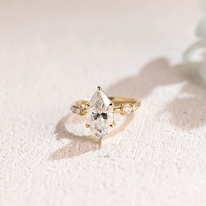 CausYou Marquise cut moissanite engagement ring Solid Gold Marquise Cut Moissanite Engagement Ring, Promise Ring, Proposal Ring, Gift for Woman, Wife