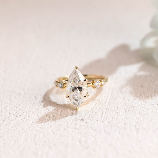 CausYou Marquise cut moissanite engagement ring Solid Gold Marquise Cut Moissanite Engagement Ring, Promise Ring, Proposal Ring, Gift for Woman, Wife