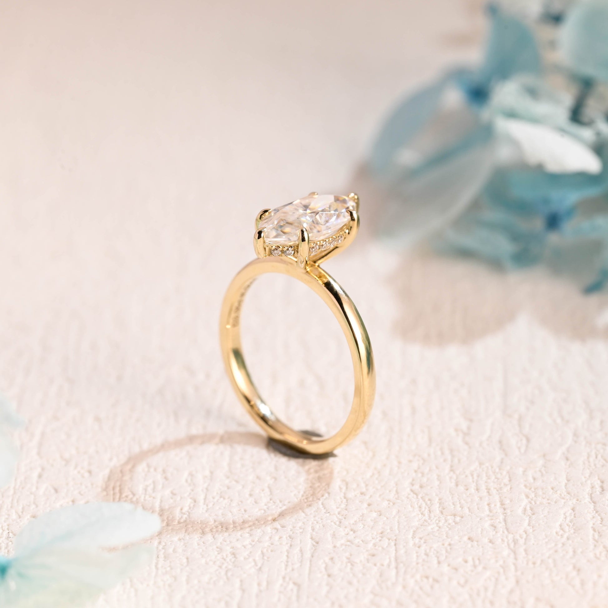 CausYou Marquise cut moissanite engagement ring Solid Gold Marquise Cut Moissanite Engagement Ring, Promise Ring, Proposal Ring, Gift for Women Wife