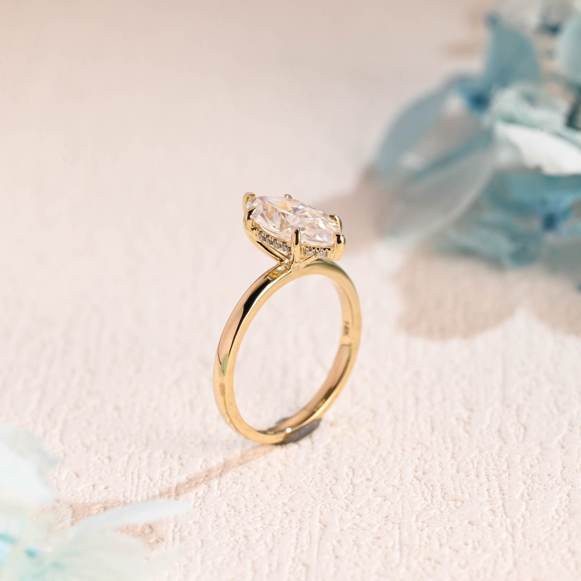 CausYou Marquise cut moissanite engagement ring Solid Gold Marquise Cut Moissanite Engagement Ring, Promise Ring, Proposal Ring, Gift for Women Wife