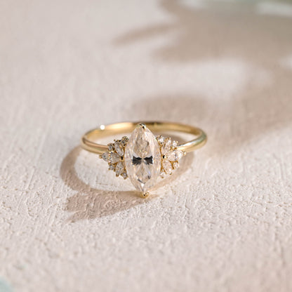 CausYou Marquise cut moissanite engagement ring Solid Gold Marquise Cut Moissanite Engagement Ring, Promise Ring, Proposal Ring, Gift for Women Wife