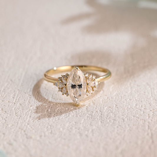 CausYou Marquise cut moissanite engagement ring Solid Gold Marquise Cut Moissanite Engagement Ring, Promise Ring, Proposal Ring, Gift for Women Wife