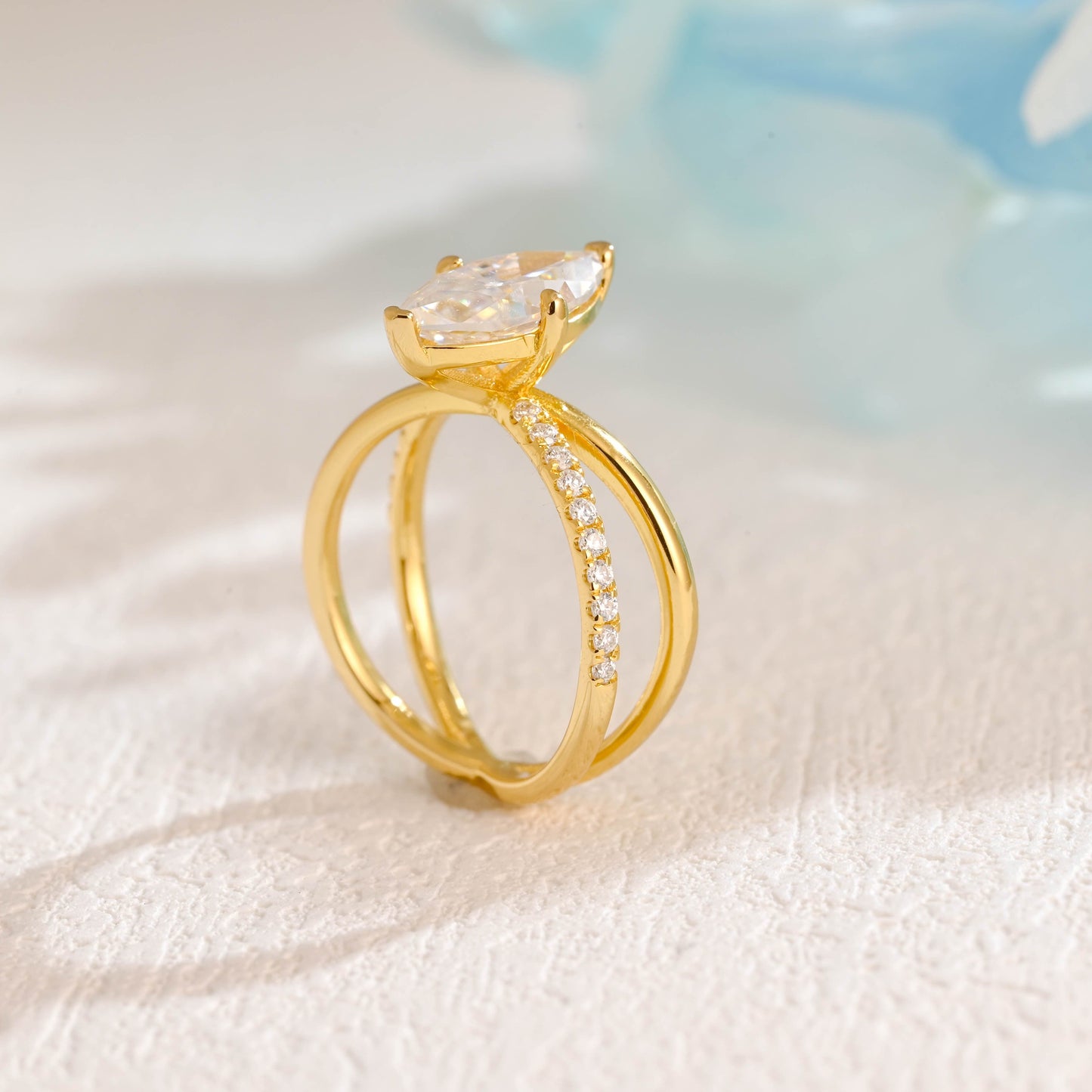 CausYou Marquise cut moissanite engagement ring Solid Gold Marquise Cut Moissanite Engagement Ring, Promise Ring, Proposal Ring, Gift for Women Wife