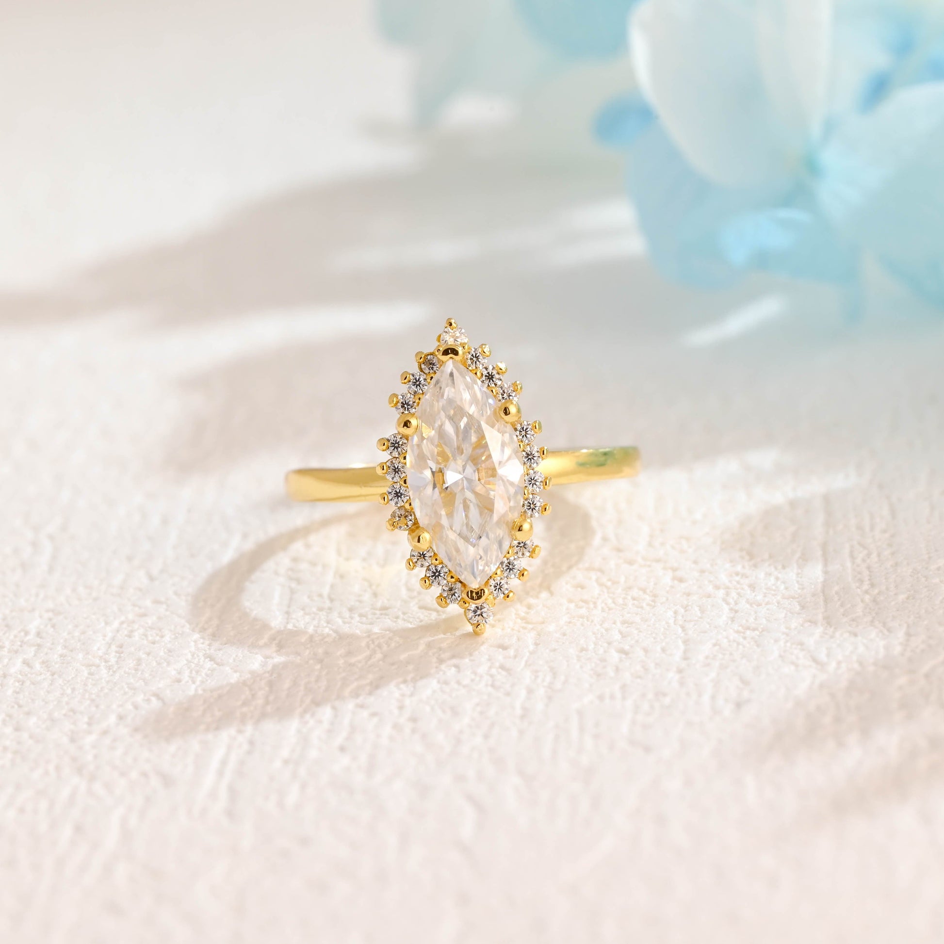 CausYou Marquise cut moissanite engagement ring Solid Gold Marquise Cut Moissanite Engagement Ring, Promise Ring, Proposal Ring, Gift for Women Wife