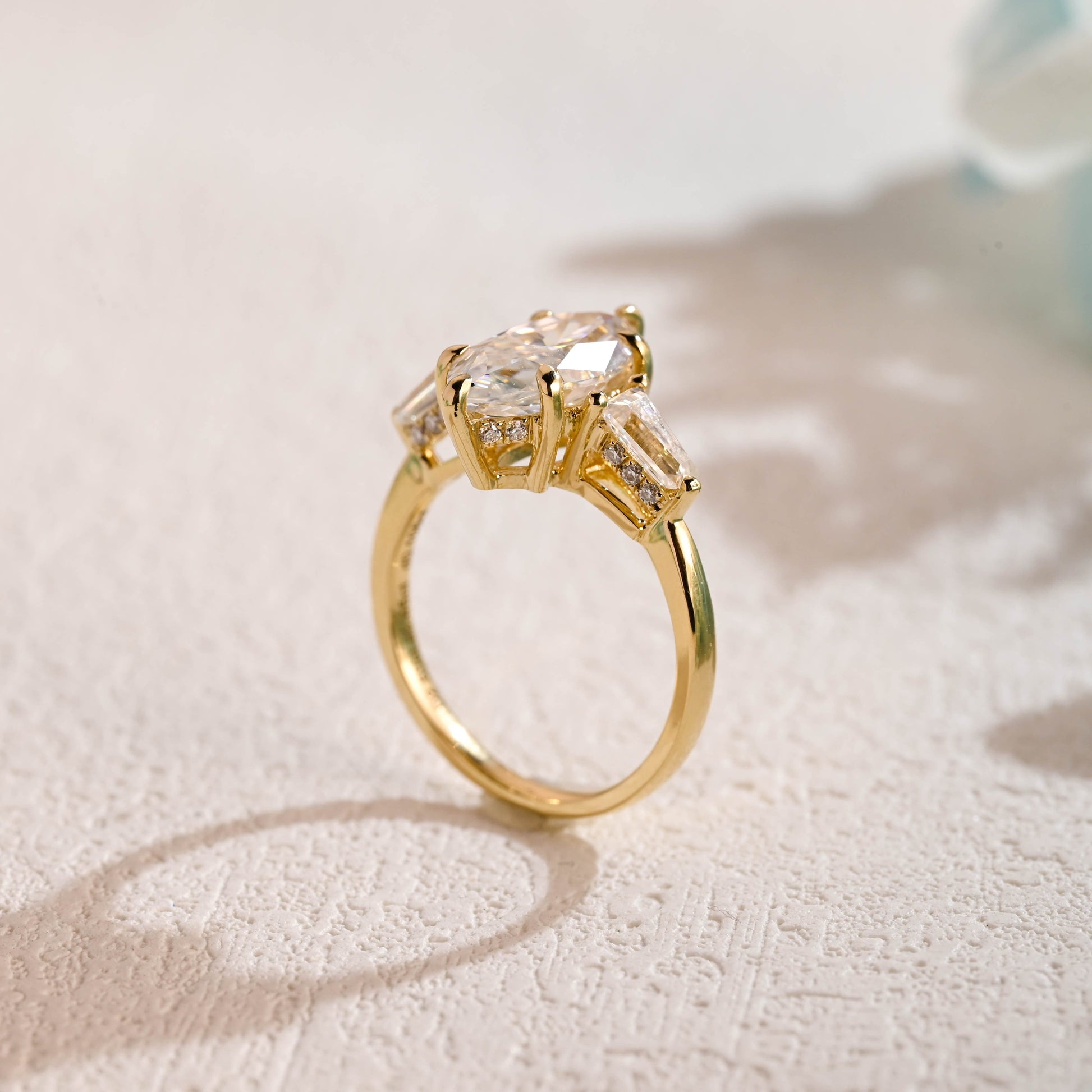 CausYou Marquise cut moissanite engagement ring Solid Gold Marquise Cut Moissanite Engagement Ring, Three Stone Promise Ring, Proposal Ring, Gift for Women Wife