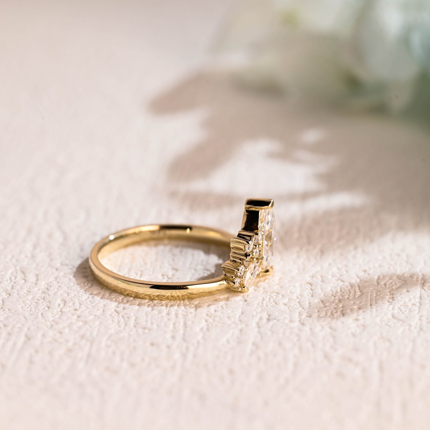 CausYou Marquise cut moissanite engagement ring Solid Gold Marquise Cut Moissanite Engagement Ring, Vintage Wedding Ring, Promise Ring Proposal Ring for Women Wife