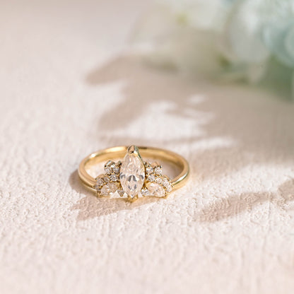 CausYou Marquise cut moissanite engagement ring Solid Gold Marquise Cut Moissanite Engagement Ring, Vintage Wedding Ring, Promise Ring Proposal Ring for Women Wife