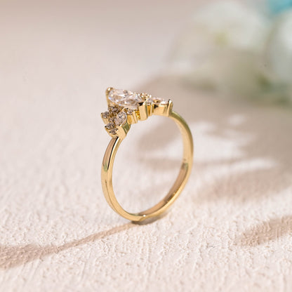 CausYou Marquise cut moissanite engagement ring Solid Gold Marquise Cut Moissanite Engagement Ring, Vintage Wedding Ring, Promise Ring Proposal Ring for Women Wife
