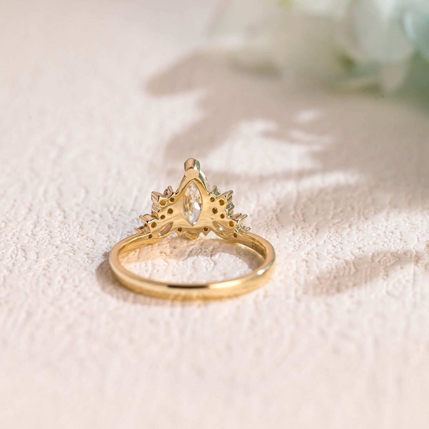 CausYou Marquise cut moissanite engagement ring Solid Gold Marquise Cut Moissanite Engagement Ring, Vintage Wedding Ring, Promise Ring Proposal Ring for Women Wife