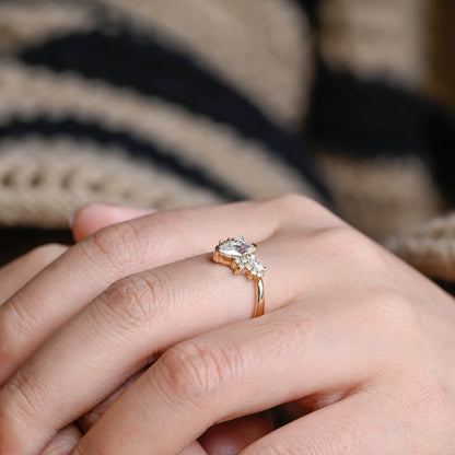 CausYou Marquise cut moissanite engagement ring Solid Gold Marquise Cut Moissanite Engagement Ring, Vintage Wedding Ring, Promise Ring Proposal Ring for Women Wife