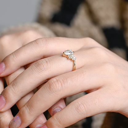 CausYou Marquise cut moissanite engagement ring Solid Gold Marquise Cut Moissanite Engagement Ring, Vintage Wedding Ring, Promise Ring Proposal Ring for Women Wife