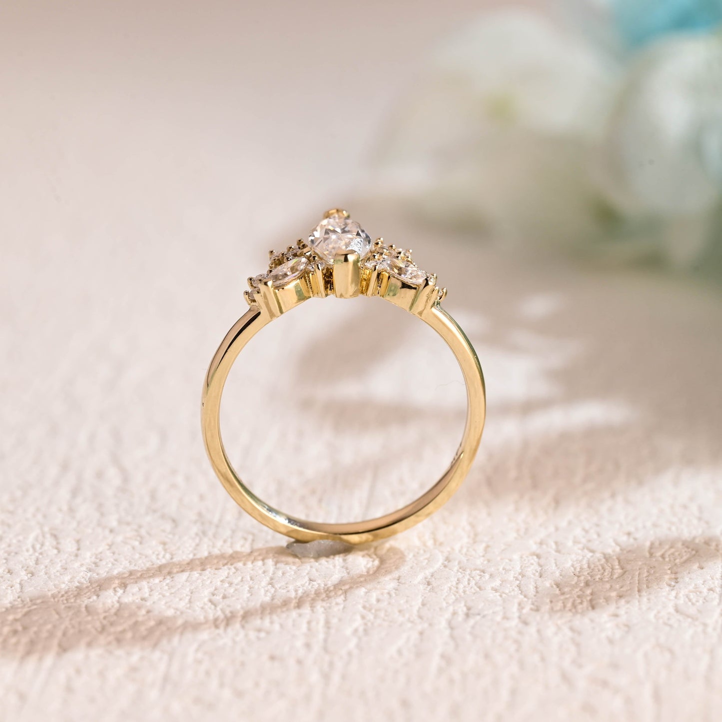 CausYou Marquise cut moissanite engagement ring Solid Gold Marquise Cut Moissanite Engagement Ring, Vintage Wedding Ring, Promise Ring Proposal Ring for Women Wife