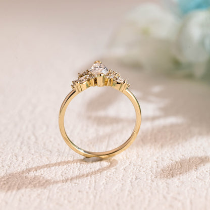 CausYou Marquise cut moissanite engagement ring Solid Gold Marquise Cut Moissanite Engagement Ring, Vintage Wedding Ring, Promise Ring Proposal Ring for Women Wife