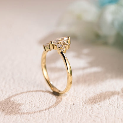CausYou Marquise cut moissanite engagement ring Solid Gold Marquise Cut Moissanite Engagement Ring, Vintage Wedding Ring, Promise Ring Proposal Ring for Women Wife
