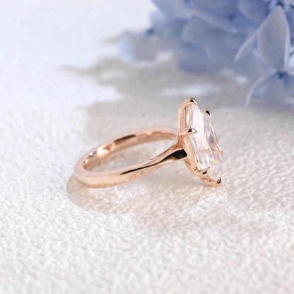 CausYou Marquise cut moissanite engagement ring Solid Gold Solitaire Dutch Marquise Cut Moissanite Engagement Ring