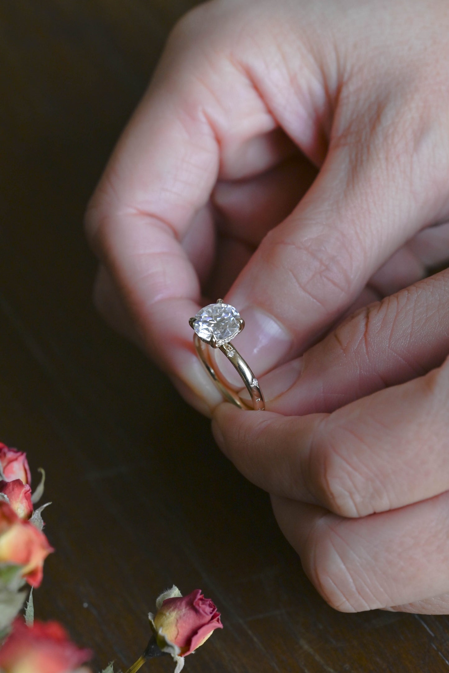 CausYou Marquise cut moissanite engagement ring Solid Gold Solitaire Hidden Halo Marquise Cut Moissanite Engagement Ring