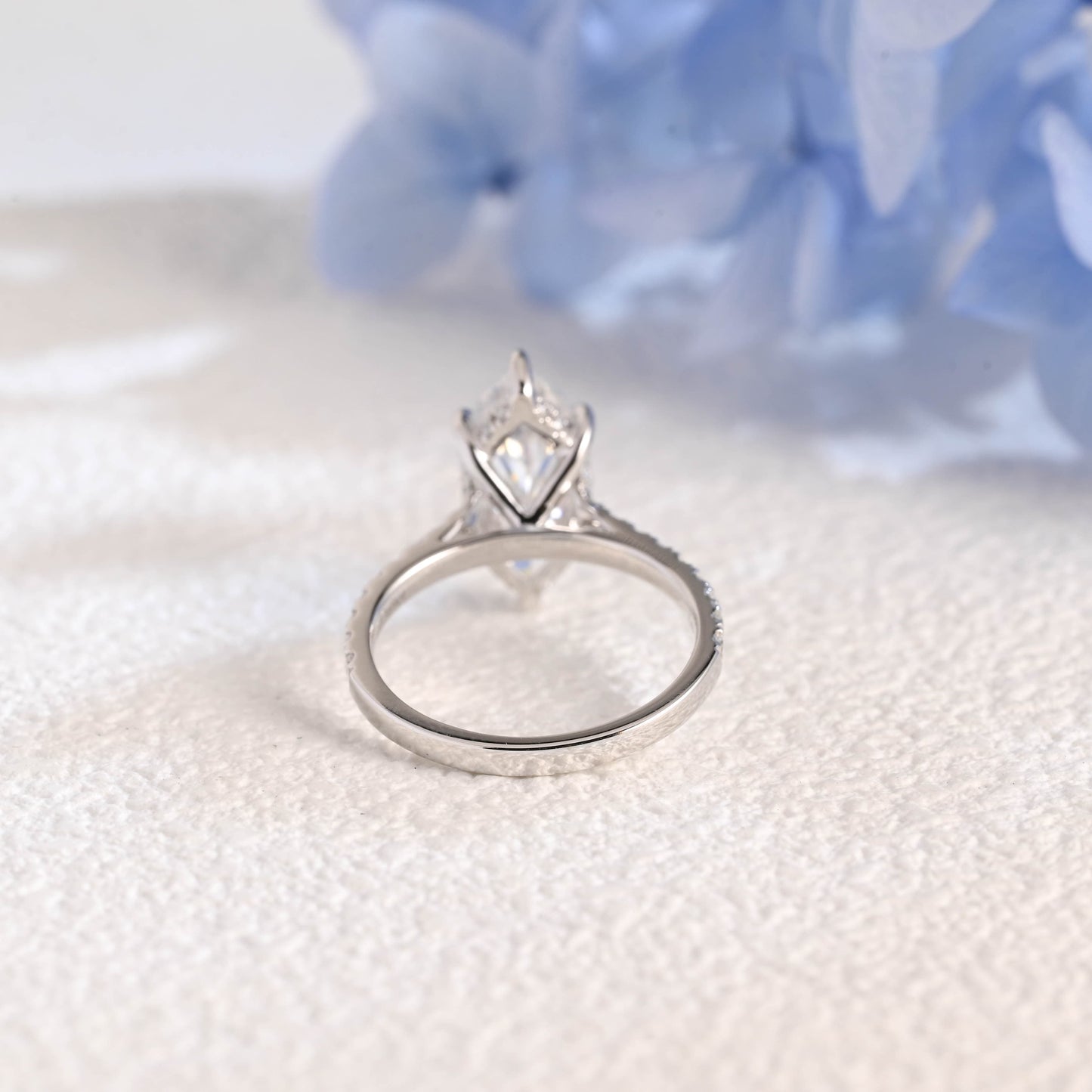 CausYou Marquise cut moissanite engagement ring Solid Gold Solitaire Hidden Halo Marquise Cut Moissanite Engagement Ring