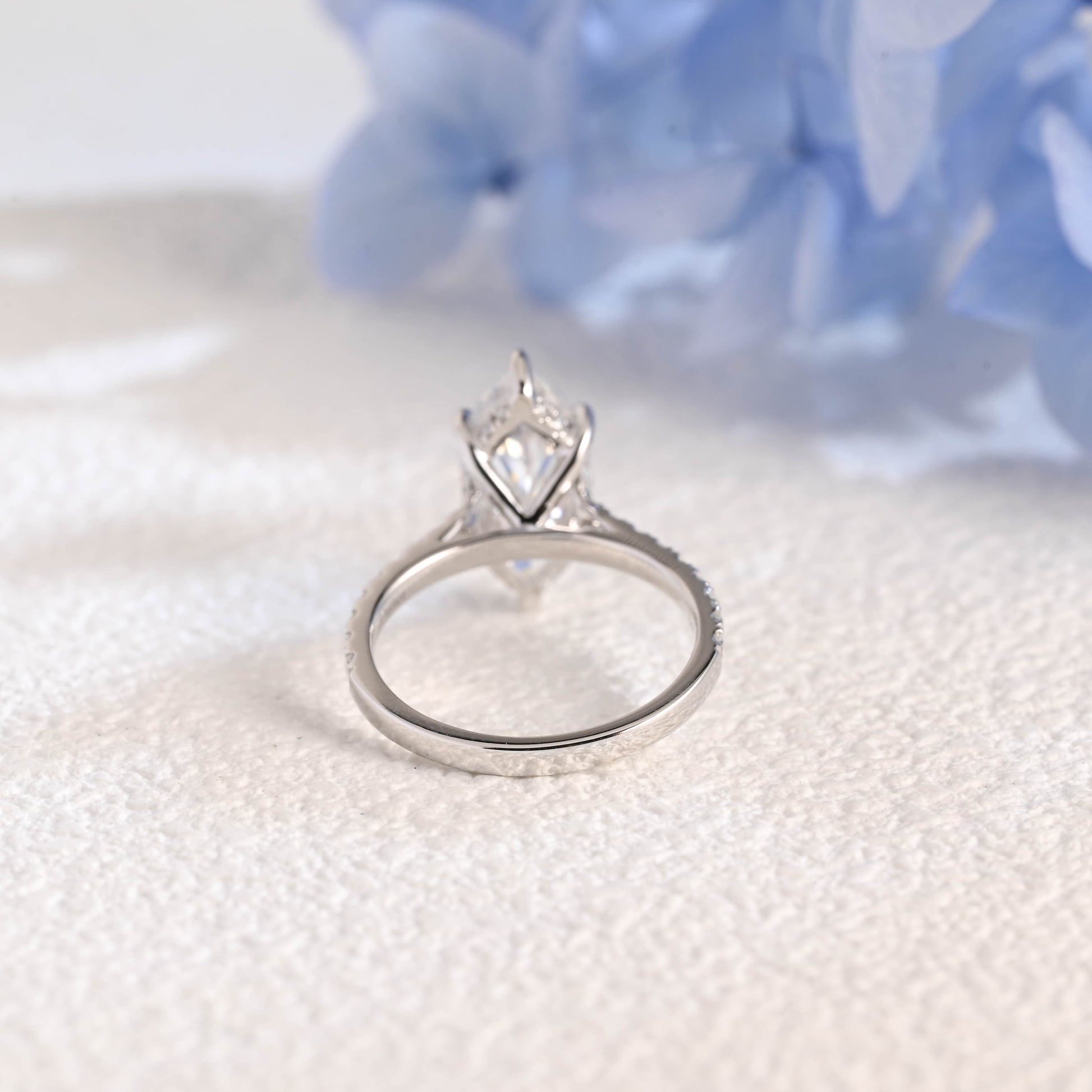 CausYou Marquise cut moissanite engagement ring Solid Gold Solitaire Hidden Halo Marquise Cut Moissanite Engagement Ring