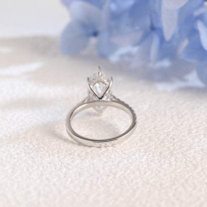 CausYou Marquise cut moissanite engagement ring Solid Gold Solitaire Hidden Halo Marquise Cut Moissanite Engagement Ring