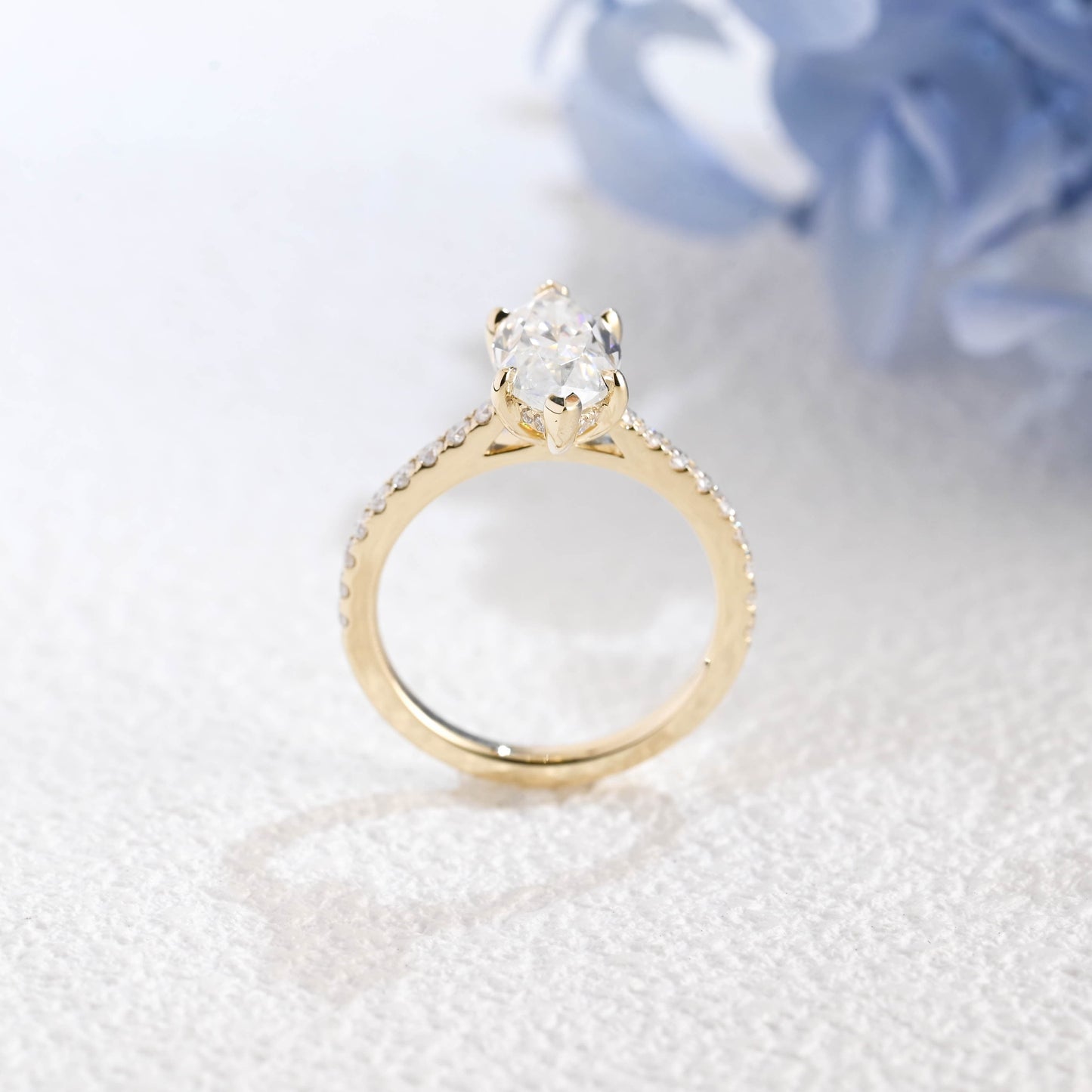 CausYou Marquise cut moissanite engagement ring Solid Gold Solitaire Hidden Halo Marquise Cut Moissanite Engagement Ring