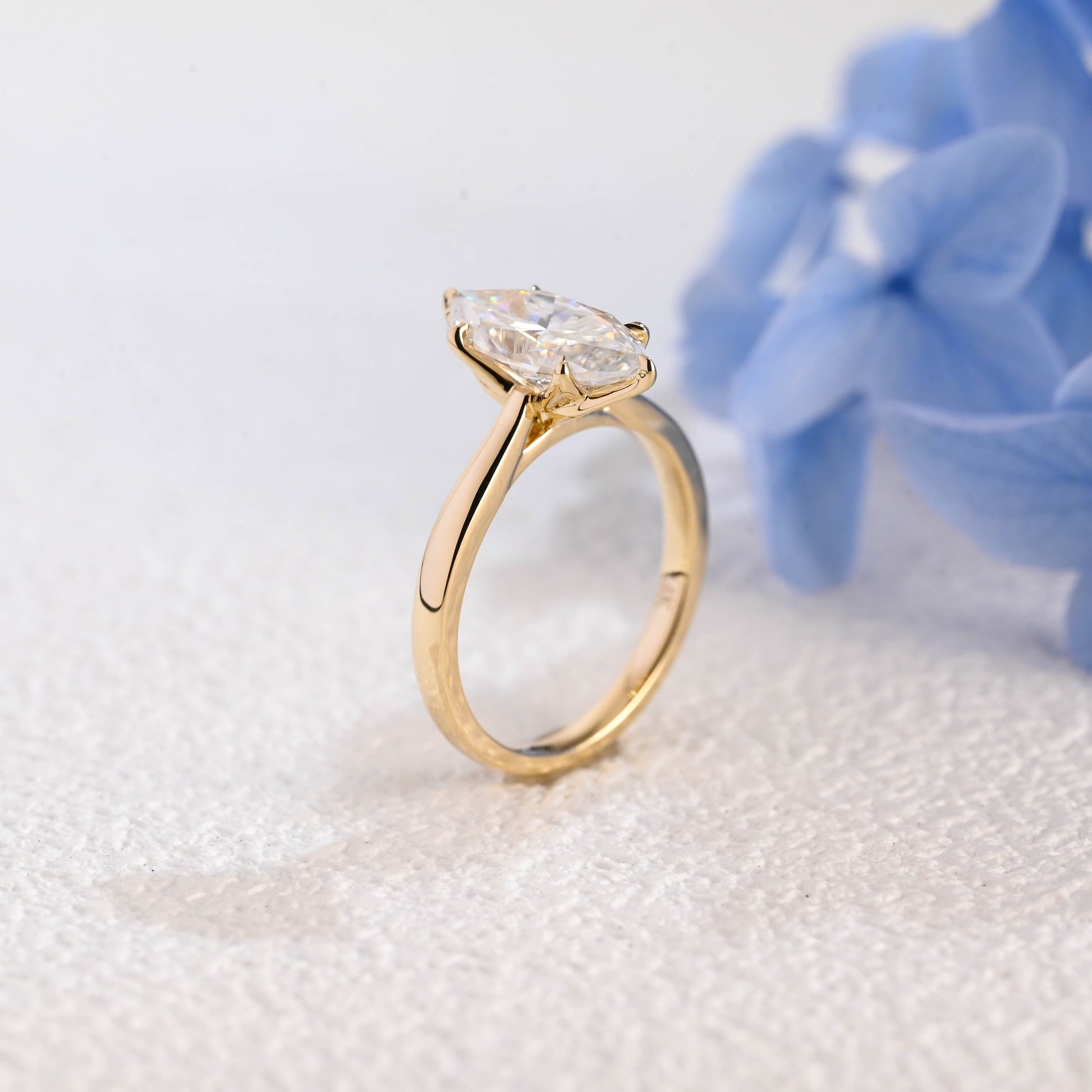 CausYou Marquise cut moissanite engagement ring Solid Gold Solitaire Tulip Setting Marquise Cut Moissanite Engagement Ring