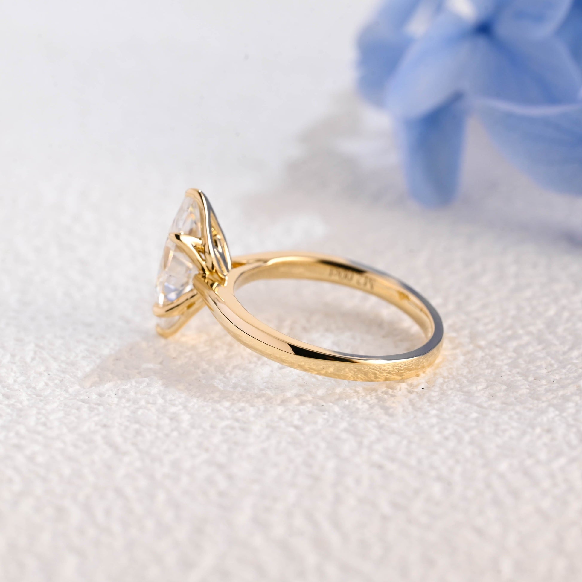 CausYou Marquise cut moissanite engagement ring Solid Gold Solitaire Tulip Setting Marquise Cut Moissanite Engagement Ring