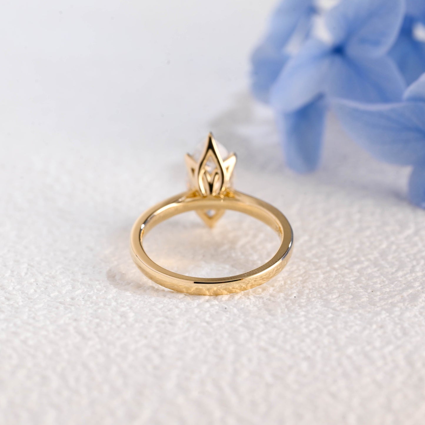 CausYou Marquise cut moissanite engagement ring Solid Gold Solitaire Tulip Setting Marquise Cut Moissanite Engagement Ring