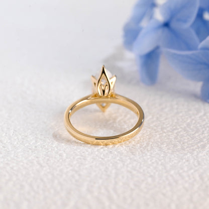 CausYou Marquise cut moissanite engagement ring Solid Gold Solitaire Tulip Setting Marquise Cut Moissanite Engagement Ring
