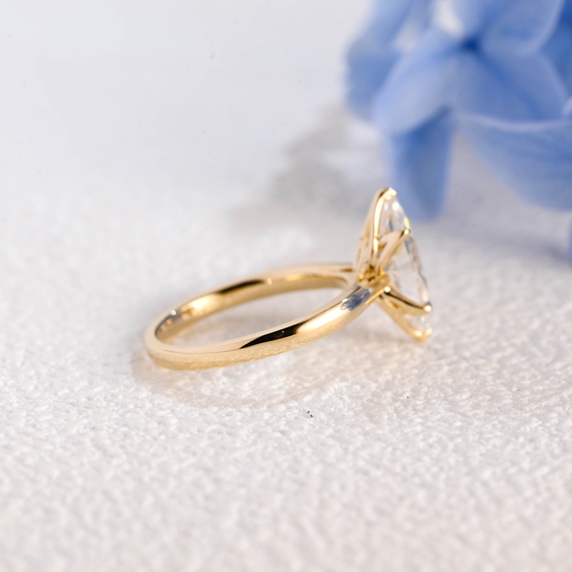 CausYou Marquise cut moissanite engagement ring Solid Gold Solitaire Tulip Setting Marquise Cut Moissanite Engagement Ring