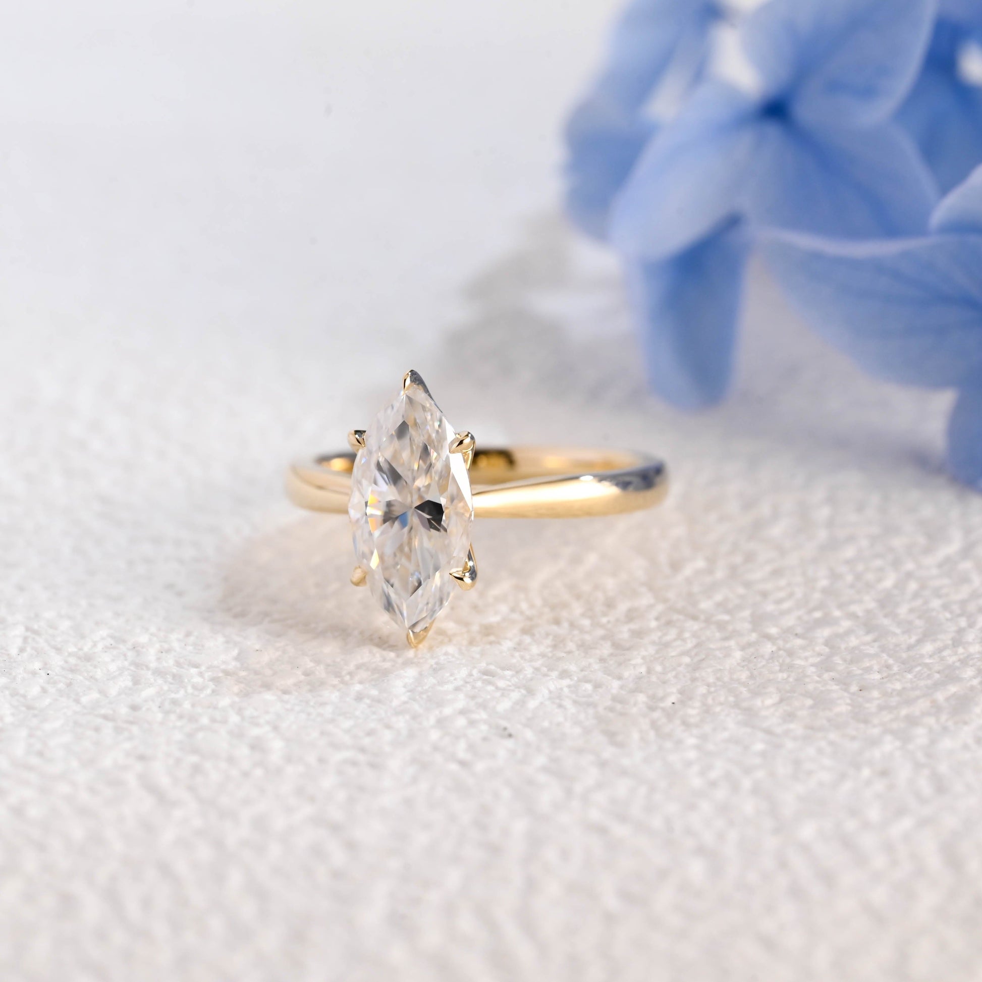 CausYou Marquise cut moissanite engagement ring Solid Gold Solitaire Tulip Setting Marquise Cut Moissanite Engagement Ring