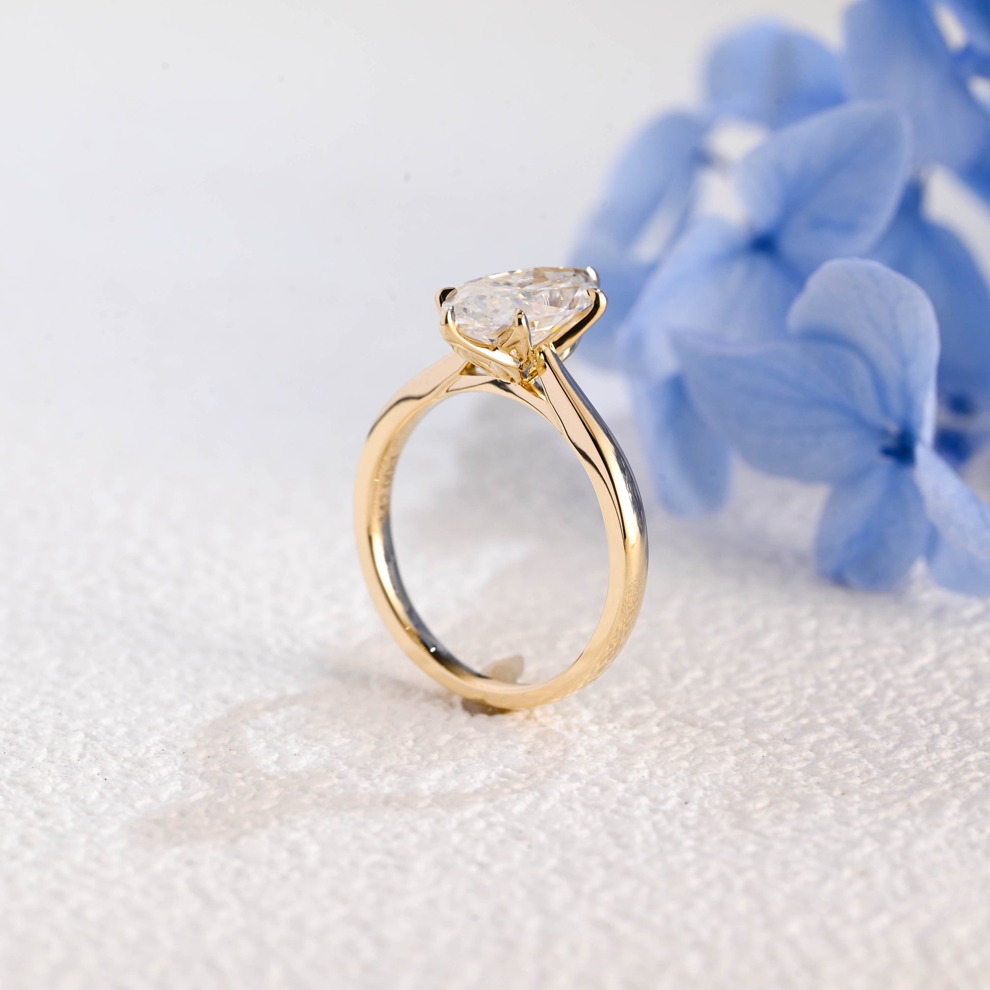 CausYou Marquise cut moissanite engagement ring Solid Gold Solitaire Tulip Setting Marquise Cut Moissanite Engagement Ring