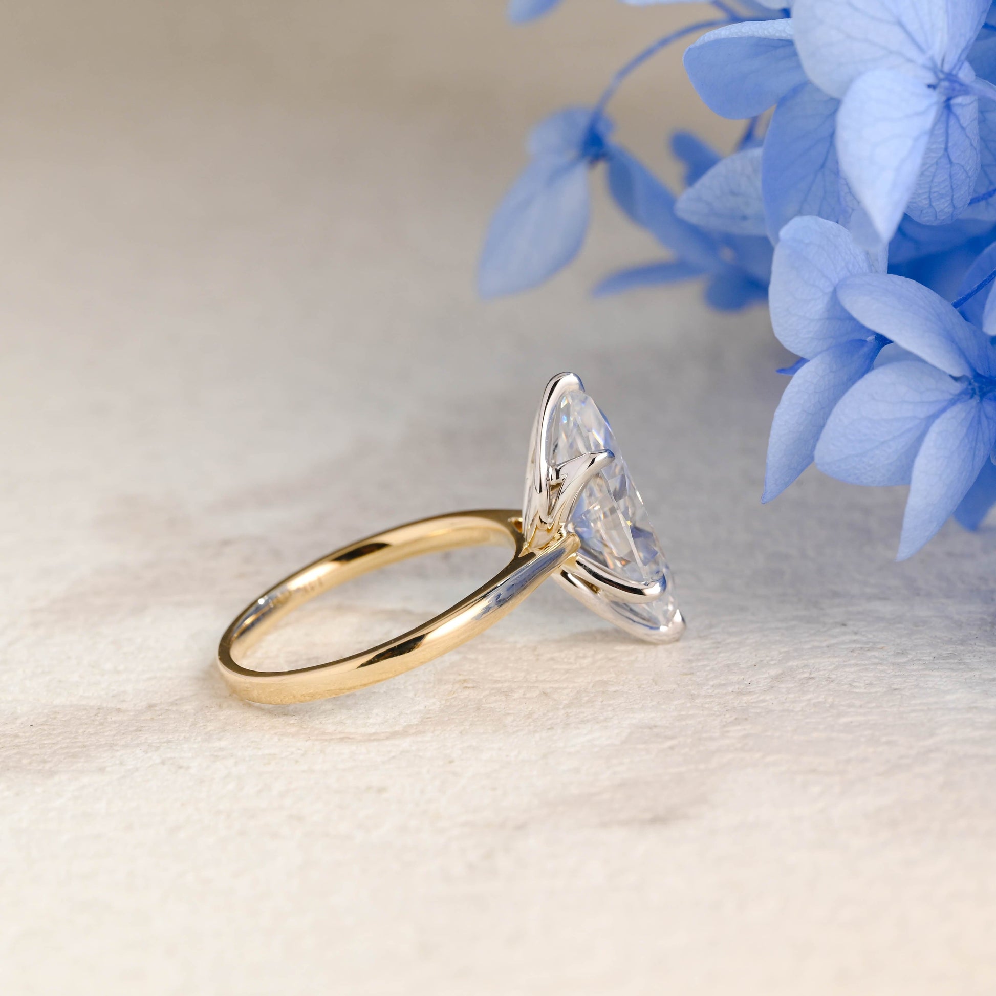 CausYou Marquise cut moissanite engagement ring Solid Gold Solitaire Two Tone Marquise Cut Moissanite Engagement Ring
