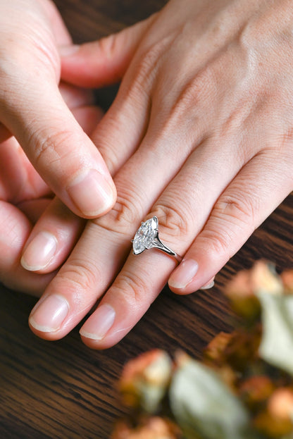 CausYou Marquise cut moissanite engagement ring Solid Gold Split Shank Tulip Style Marquise Moissanite Engagement Ring