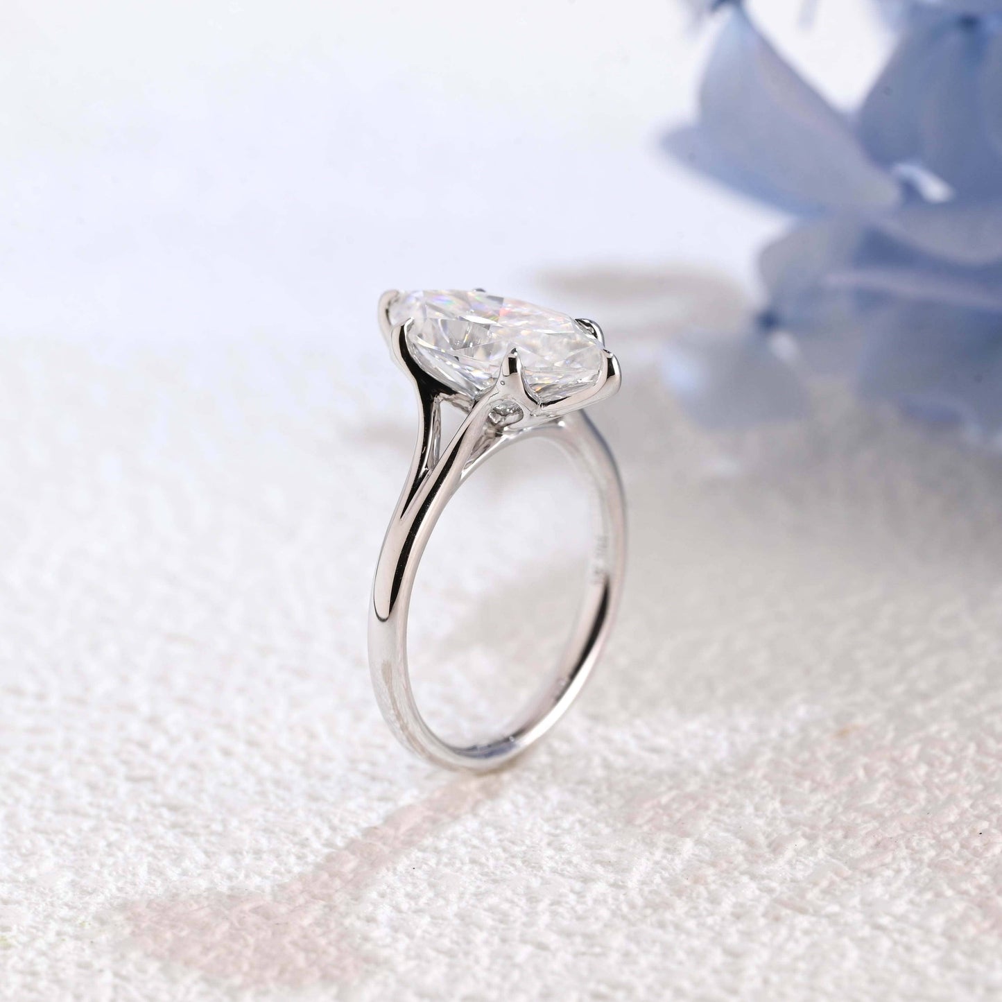 CausYou Marquise cut moissanite engagement ring Solid Gold Split Shank Tulip Style Marquise Moissanite Engagement Ring