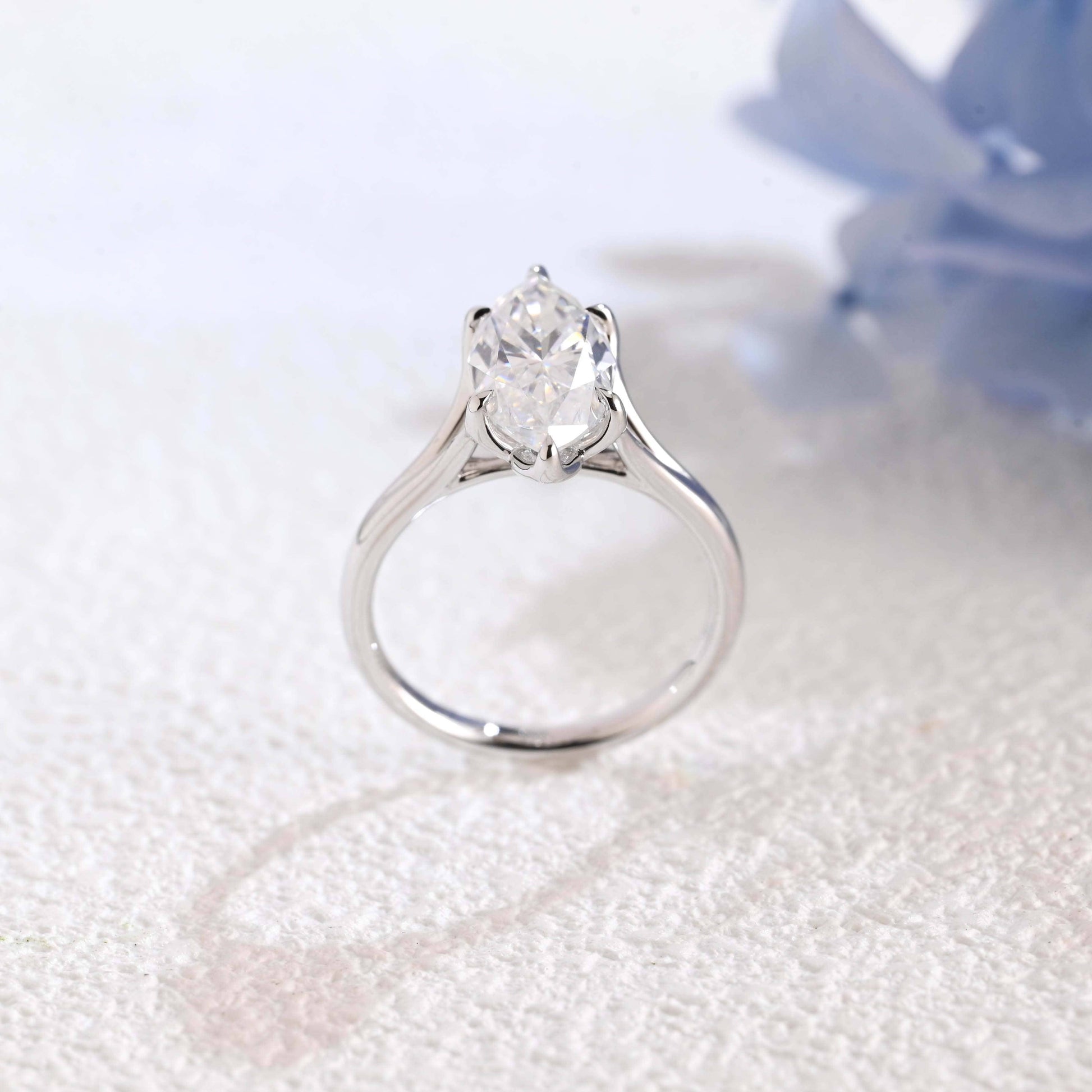 CausYou Marquise cut moissanite engagement ring Solid Gold Split Shank Tulip Style Marquise Moissanite Engagement Ring
