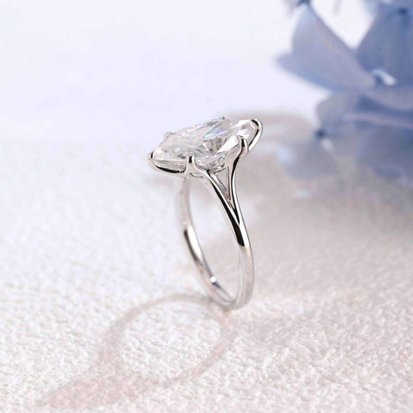 CausYou Marquise cut moissanite engagement ring Solid Gold Split Shank Tulip Style Marquise Moissanite Engagement Ring