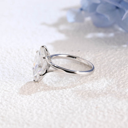 CausYou Marquise cut moissanite engagement ring Solid Gold Split Shank Tulip Style Marquise Moissanite Engagement Ring