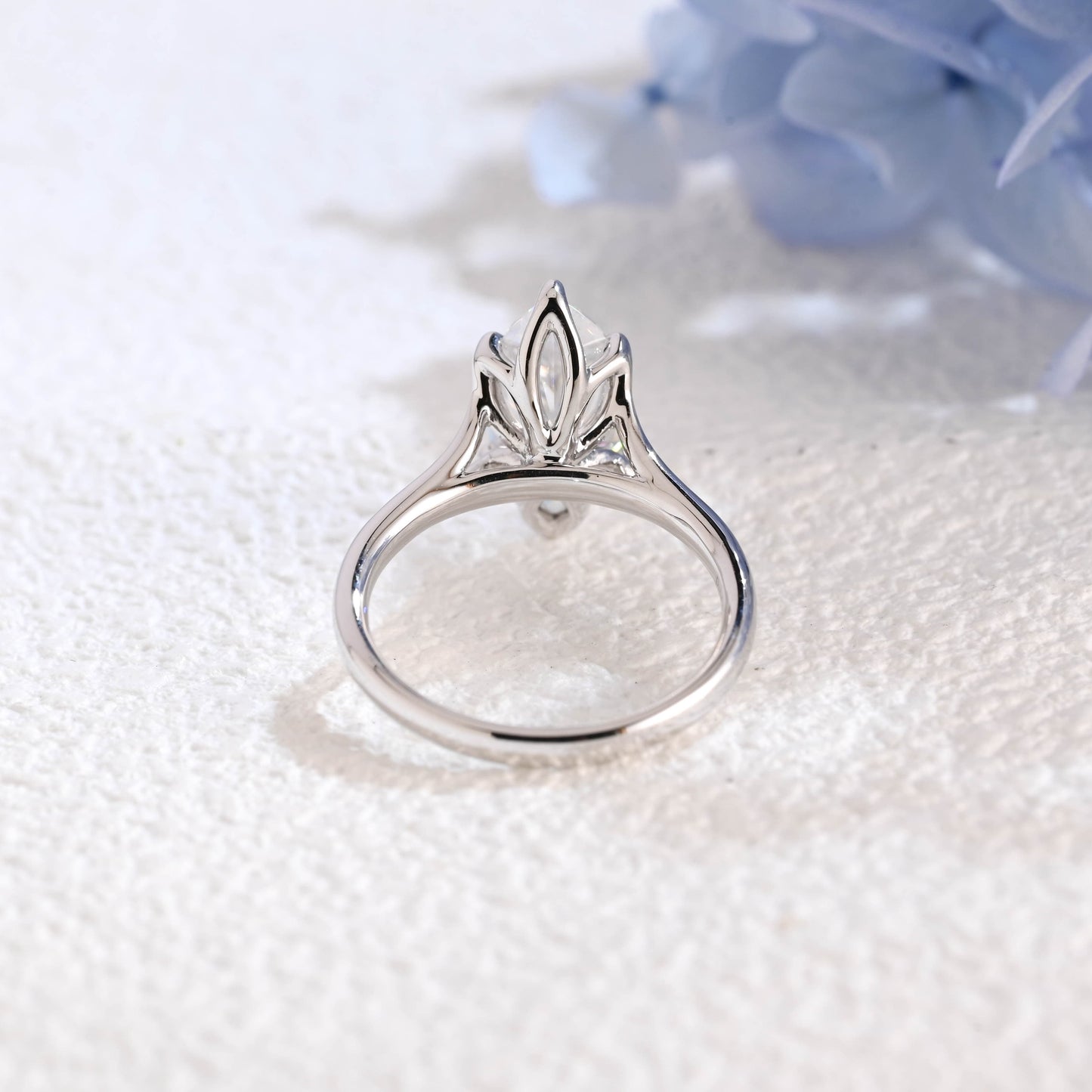 CausYou Marquise cut moissanite engagement ring Solid Gold Split Shank Tulip Style Marquise Moissanite Engagement Ring