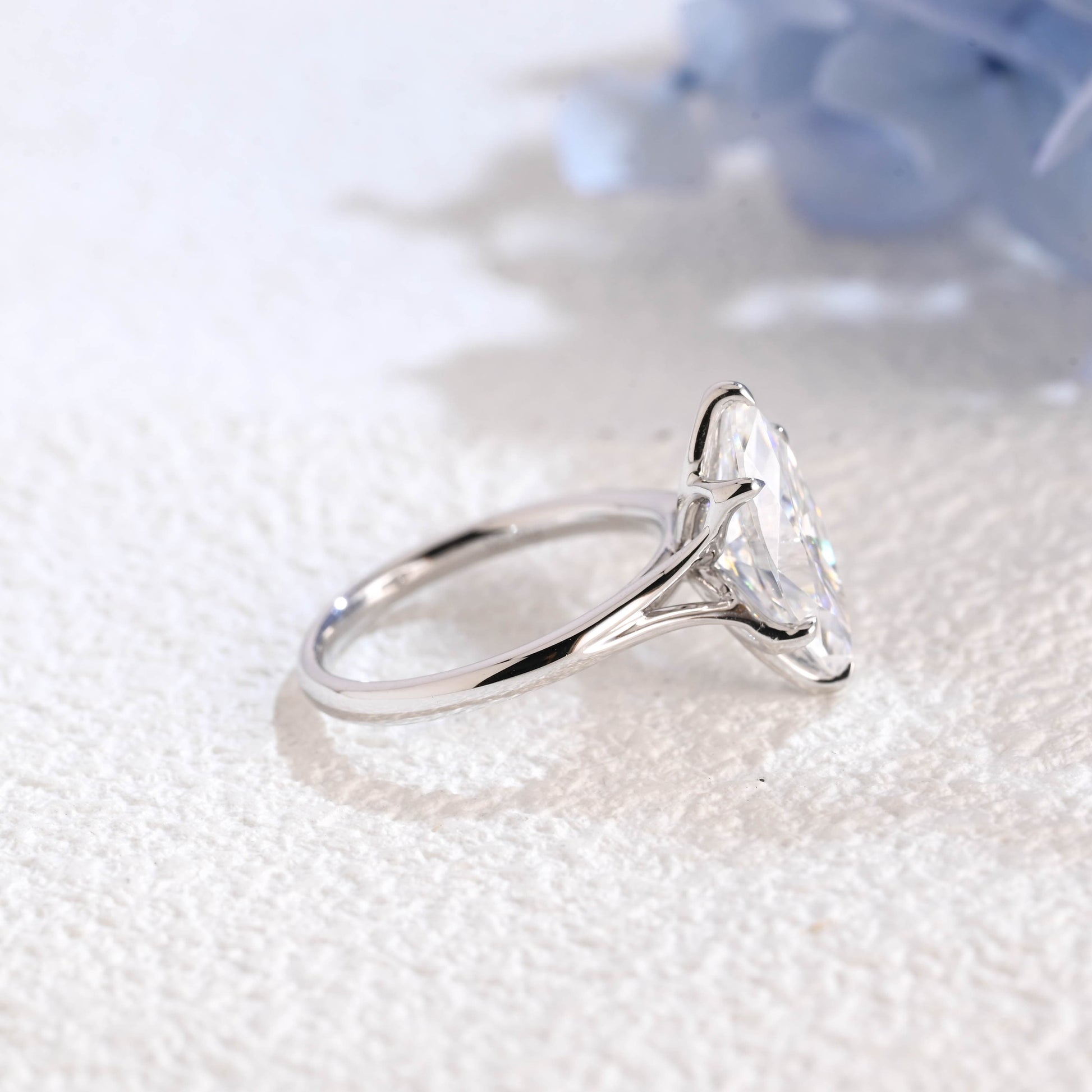 CausYou Marquise cut moissanite engagement ring Solid Gold Split Shank Tulip Style Marquise Moissanite Engagement Ring