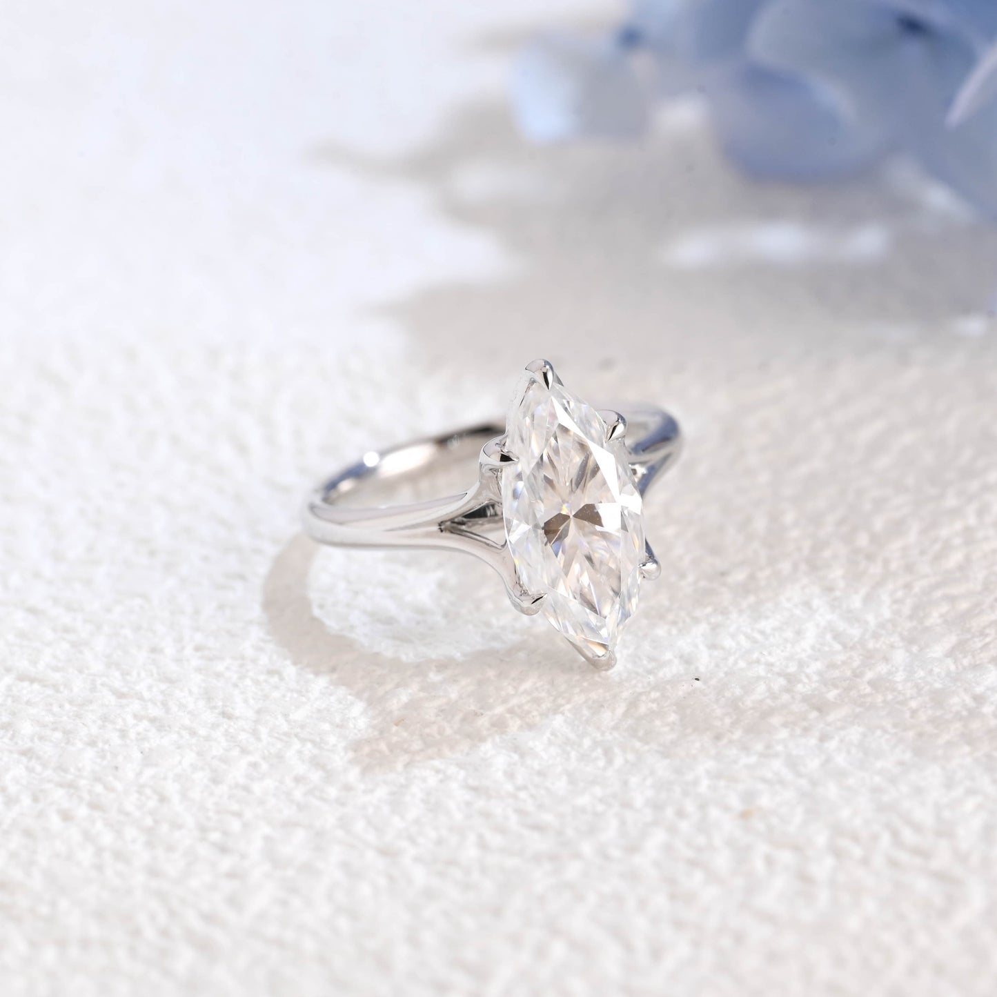 CausYou Marquise cut moissanite engagement ring Solid Gold Split Shank Tulip Style Marquise Moissanite Engagement Ring
