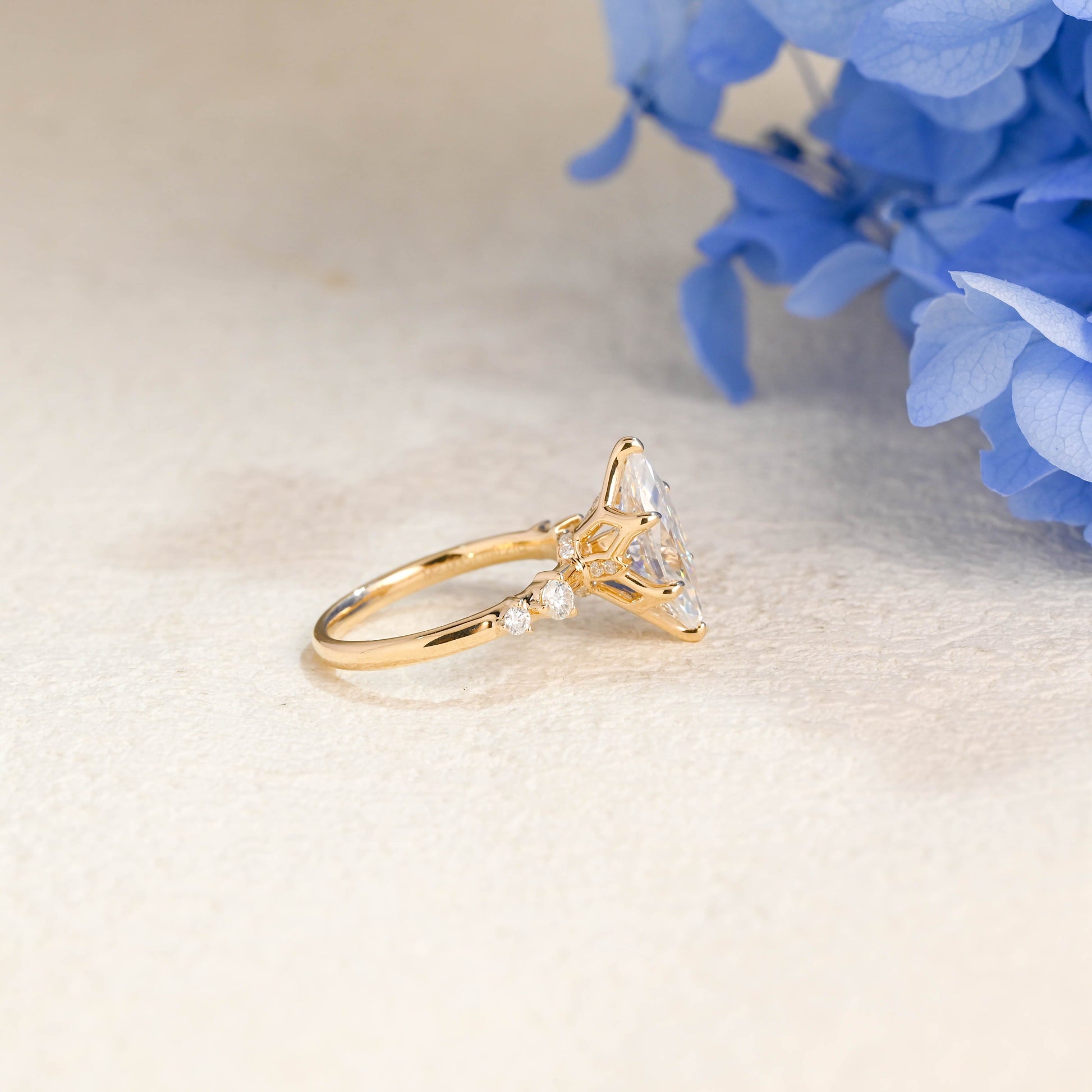 CausYou Marquise cut moissanite engagement ring Solid Gold Tulip Setting Marquise Cut Moissanite Engagement Ring